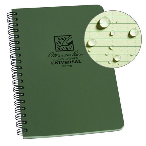 Rite In The Rain Side Spiral Notebook 4 ⅝" x 7" - Green