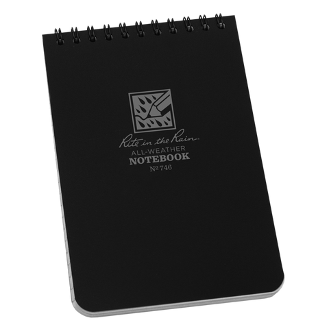 Rite In The Rain Top Spiral Notebook 746 4" x 6" - Black