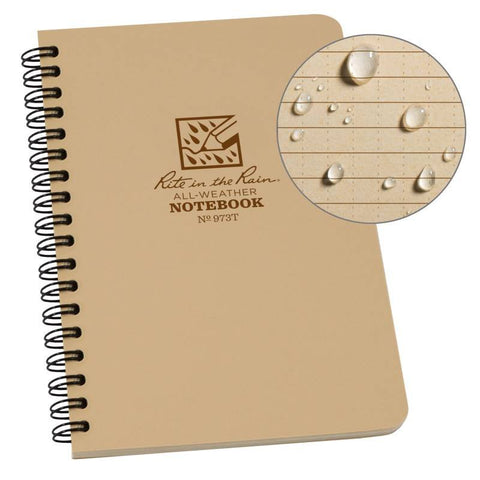 Rite In The Rain Side Spiral Notebook 4 ⅝" x 7" - Tan